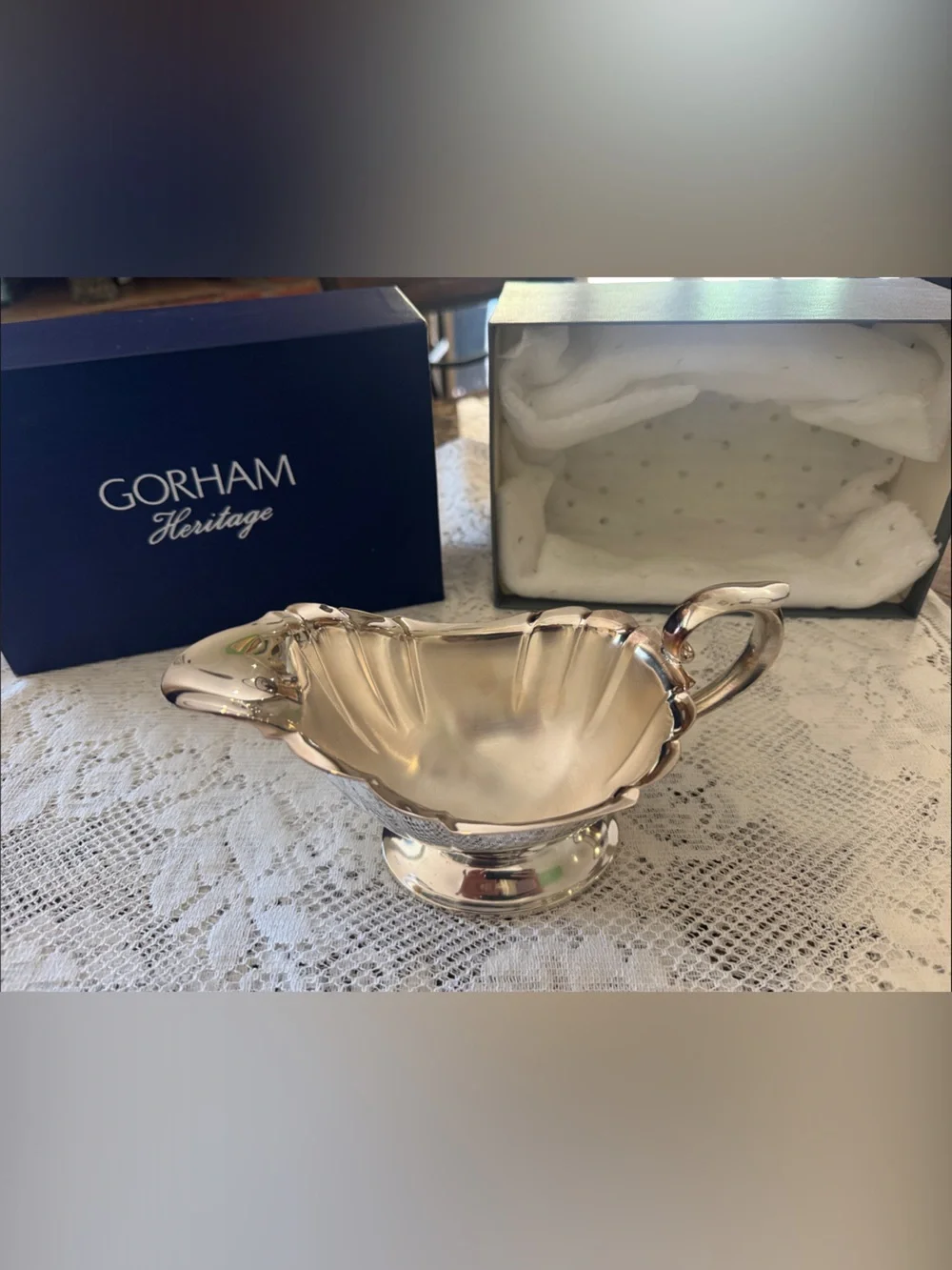 Gorham Heritage Silver Plated Shell Shaped Gravy Bowl